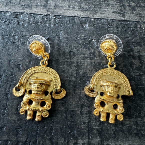 pre-Columbian gold plated earrings - Picture 3 of 6